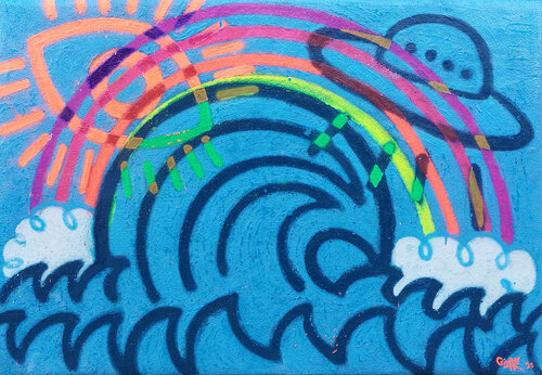 Sun-disco-wave transparency by Giuseppe Valia, 회화 for Sale on Singulart