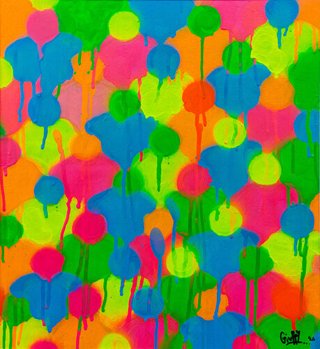 who is who? (fluoRed, fluoyellow, fluocyan, fluogreen, fluoorange) von Giuseppe Valia, Malerei kaufen auf Singulart