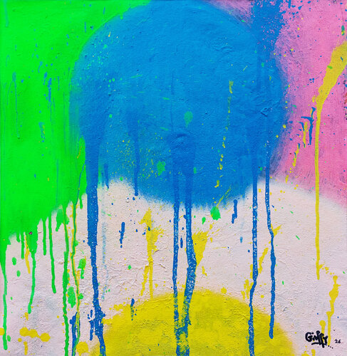 Who am I? (blue,pink,green, yellow, magenta) by Giuseppe Valia, Painting for Sale on Singulart