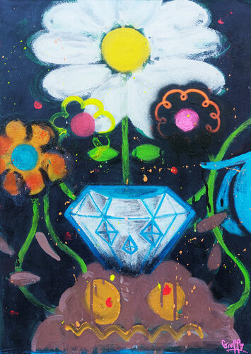 Nothing grows from diamonds, flowers grow from manure...(Fabrizio De André) van Giuseppe Valia, Schilderij te koop op Singulart
