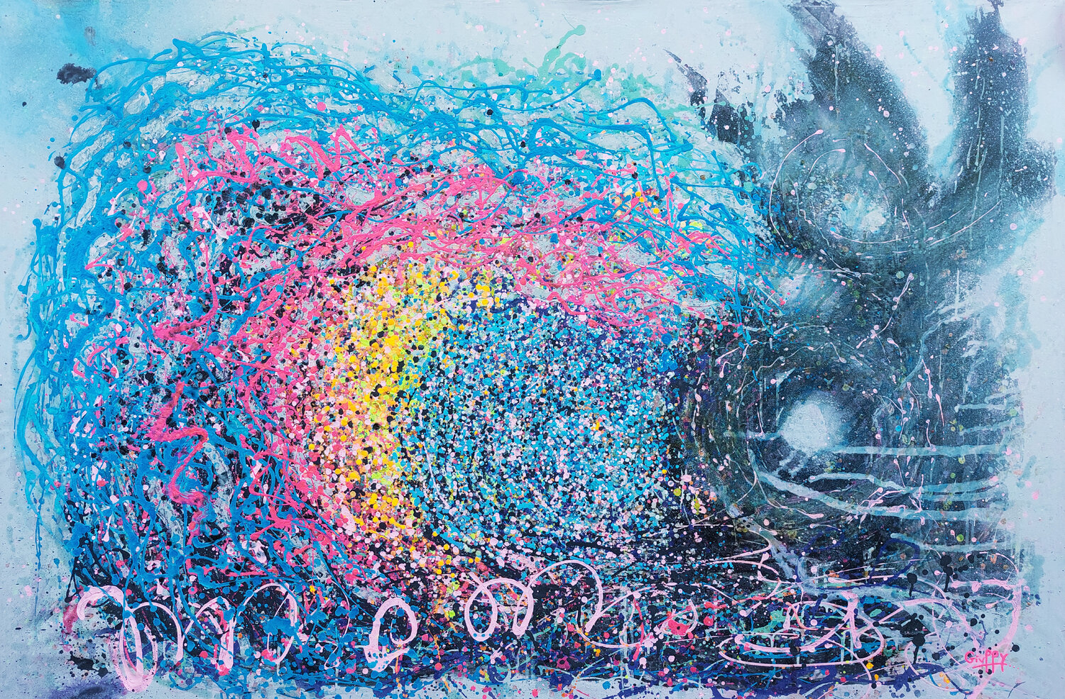 Wave of light (glow in the dark) Giuseppe Valia Peinture originale à vendre