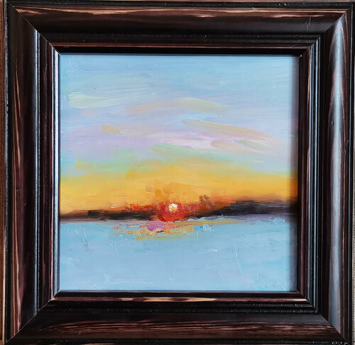 Sunset Winter Painting Original Art by Fedorenkova Vera by Vera Fedorenkova, Painting for Sale on Singulart