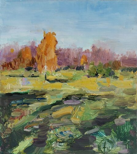 Fall Tree Painting Original Art by Fedorenkova Vera par Vera Fedorenkova, Peinture en vente sur Singulart