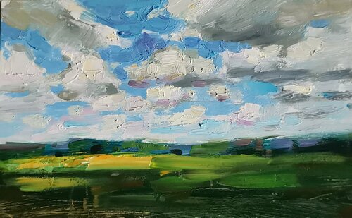 Sky Painting Medow Painting Original Art by Fedorenkova Vera by Vera Fedorenkova, Painting for Sale on Singulart