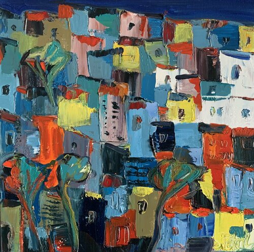 FAVELAS,LA NUIT TOMBE di Sophie Petetin, Pittura in vendita su Singulart