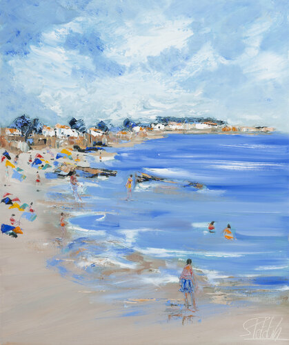 L'Ile d'Yeu jolie soirée plage des vieilles van Sophie Petetin, Schilderij te koop op Singulart