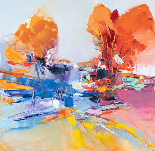 CAMPAGNE, FOU D'AUTOMNE van Sophie Petetin, Schilderij te koop op Singulart