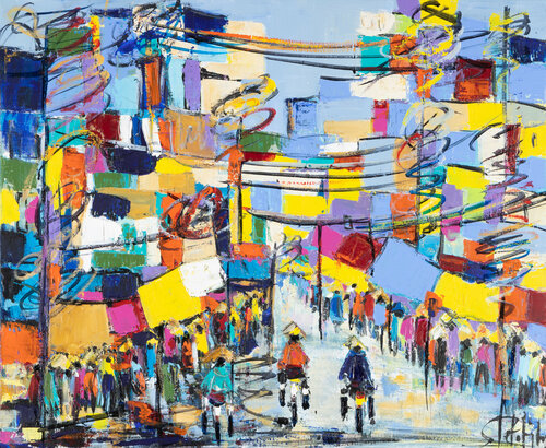 Hanoï  la rue est un voyage di Sophie Petetin, Pittura in vendita su Singulart