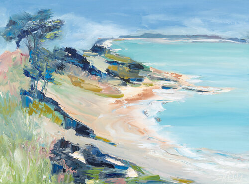 Porticcio au bout du golfe d'Ajaccio, matin de printemps by Sophie Petetin, Painting for Sale on Singulart