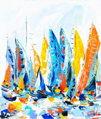 Régates on trace au vent van Sophie Petetin, Schilderij te koop op Singulart