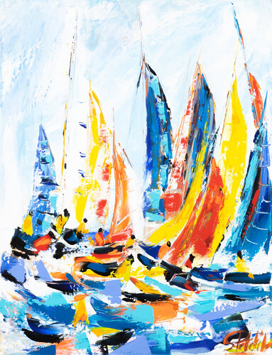 Régate on trace au vent van Sophie Petetin, Schilderij te koop op Singulart
