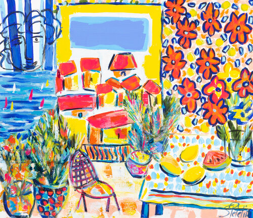 Saint Tropez, le sud à ma fenêtre by Sophie Petetin, Painting for Sale on Singulart