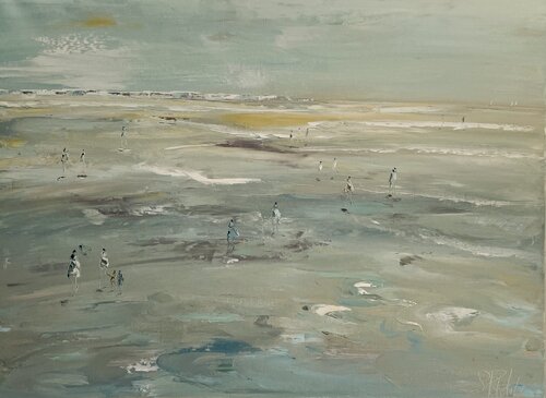 LA BAULE MAREE BASSE PLAGE BENOIT by Sophie Petetin, Painting for Sale on Singulart