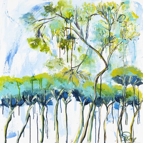 Un été sous les pins parasols van Sophie Petetin, Schilderij te koop op Singulart