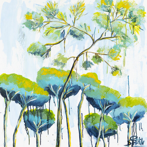 Entre ciel et pins la jolie symphonie van Sophie Petetin, Schilderij te koop op Singulart