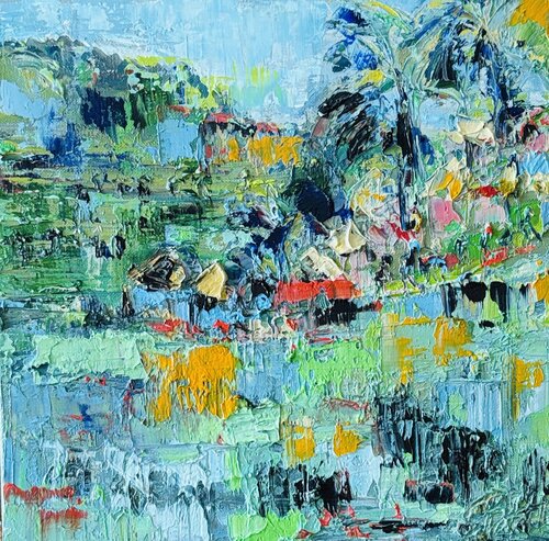 Asie les rizieres di Sophie Petetin, Pittura in vendita su Singulart