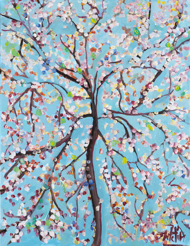 LA ROMANCE DES CERISIERS van Sophie Petetin, Schilderij te koop op Singulart