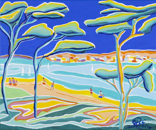 Ma jolie petite plage sous les pins by Sophie Petetin, Painting for Sale on Singulart