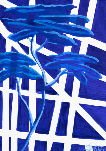 Just blue pour les pins by Sophie Petetin, Painting for Sale on Singulart