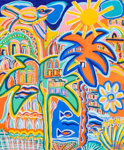 voyage lointain, mon petit jardin d'Eden van Sophie Petetin, Schilderij te koop op Singulart