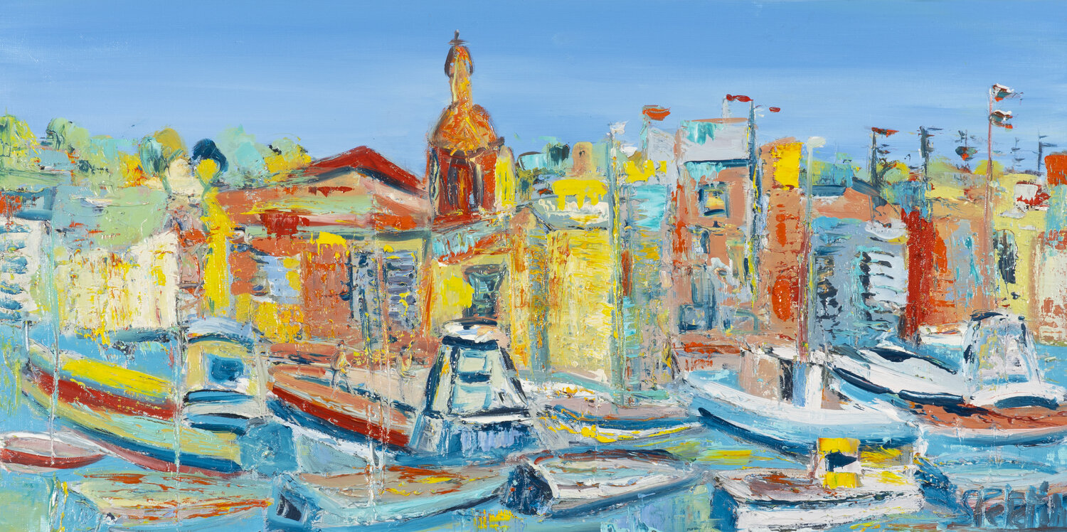 SAINT TROPEZ SUR LE PORT Sophie Petetin Originalgemälde zu verkaufen