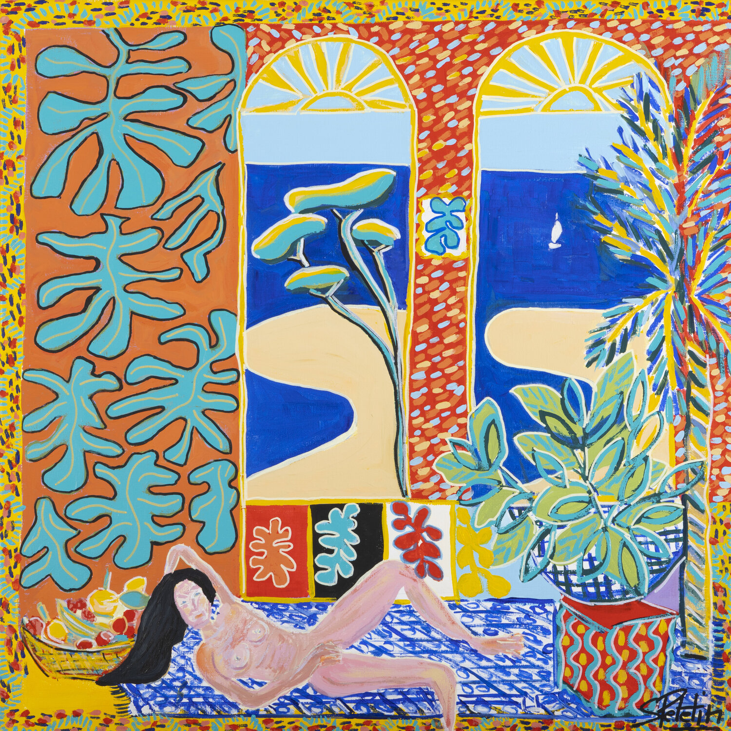 Dans l'intimité de mon petit salon Sophie Petetin Originalgemälde zu verkaufen