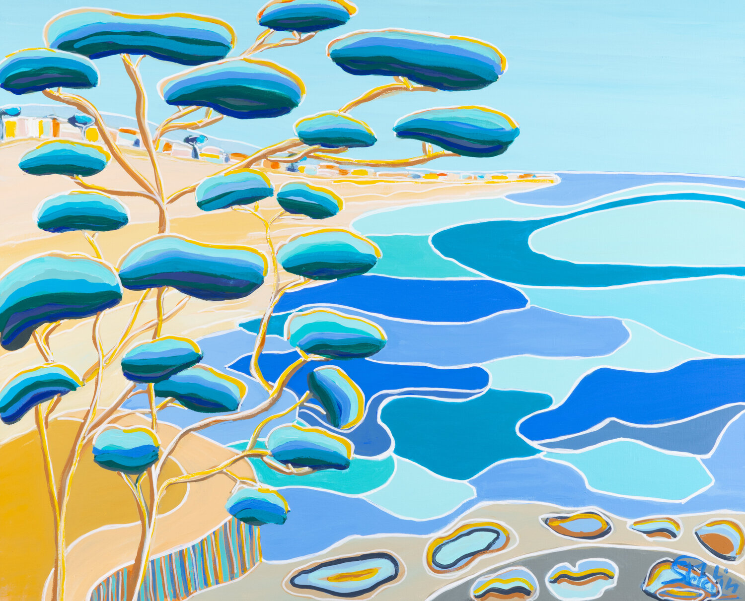 La valse des vagues et des pins Sophie Petetin Originalgemälde zu verkaufen