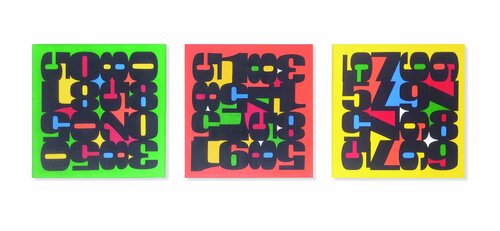 Numeric Triptych – Trittico concettuale su tela dal progetto From "0" to Infinity Paolo Grassi
