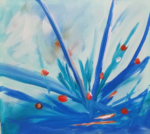 Blue Cannabis van Monique Dufour, Schilderij te koop op Singulart