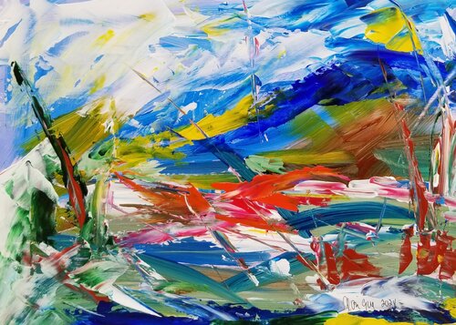Near and Far - No 50 * SOLD van Monique Dufour, Schilderij te koop op Singulart