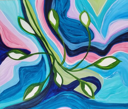 Sacred leaves - 2025 de Monique Dufour, Pintura a la venta en Singulart