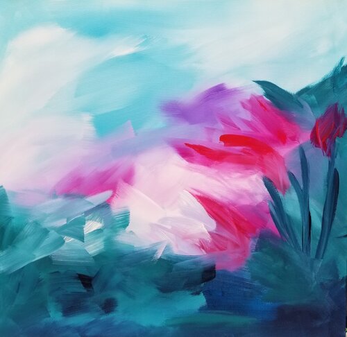 Blossoms at the edge of dawn - 2025 von Monique Dufour, Malerei kaufen auf Singulart