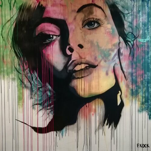 I Hope That I Don't Fall In Love With You (Tom Waits, Closing Time) van Femke Kock, Schilderij te koop op Singulart