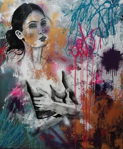 When The Lights Go Out (Crybaby) van Femke Kock, Schilderij te koop op Singulart