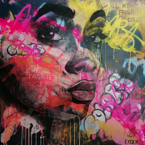 Colors (black Pumas) van Femke Kock, Schilderij te koop op Singulart