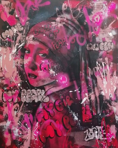 My Girl, My Pearl (after Vermeer) van Femke Kock, Schilderij te koop op Singulart