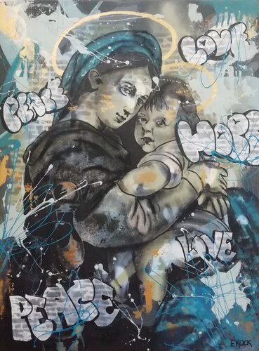 Madonna Della Seggiola (after Rafaël Santi) von Femke Kock, Malerei kaufen auf Singulart