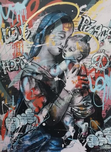 Tempi Madonna (after Rafaëllo Sanzio) van Femke Kock, Schilderij te koop op Singulart