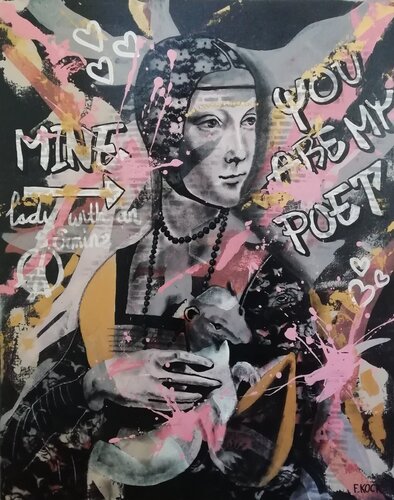 Lady With An Ermine (after Leonardo Da vinci) by Femke Kock, Painting for Sale on Singulart