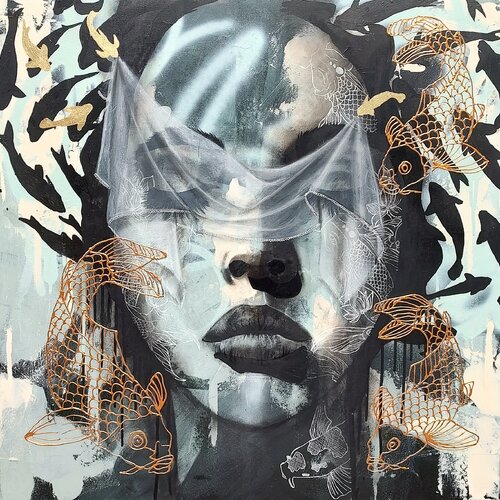 Bye Bye Baggage van Femke Kock, Schilderij te koop op Singulart