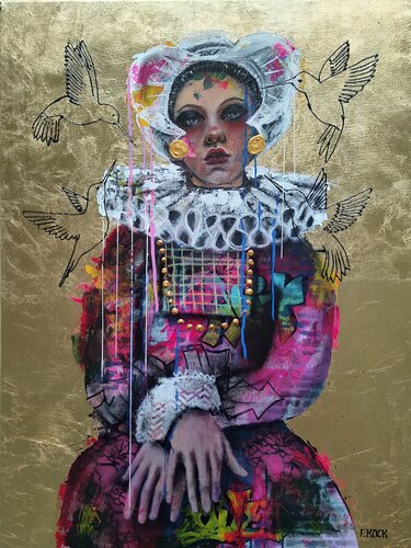 Little Miss Strange No.1 van Femke Kock, Schilderij te koop op Singulart