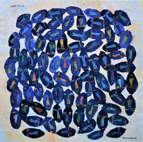 #2802 THE BLUE CLUSTER par Charles Cham, Peinture en vente sur Singulart