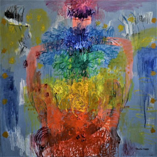 #2813 CRAZY CHAKRAS AND AURA - ANXIETY by Charles Cham, Painting for Sale on Singulart