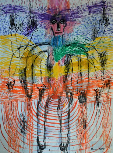 #2827 COUPLE OF CRAZY CHAKRAS I van Charles Cham, Schilderij te koop op Singulart