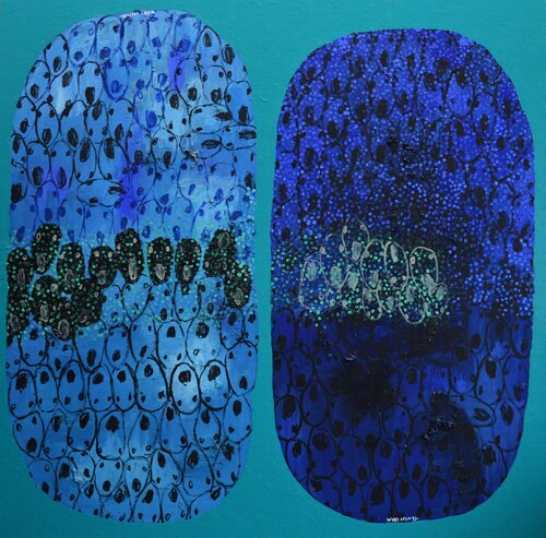 #3030 BLUES TO TURQUOISE par Charles Cham, Peinture en vente sur Singulart