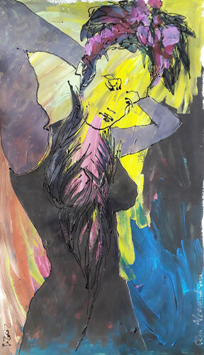 Black swan. Pink ribbon par Olga Aleksandrova, Autres supports en vente sur Singulart
