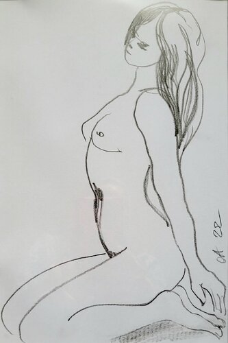 Naked on her knees di Olga Aleksandrova, Disegno in vendita su Singulart