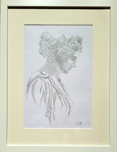 Antic inspiration. Flower crown de Olga Aleksandrova, Dibujo a la venta en Singulart