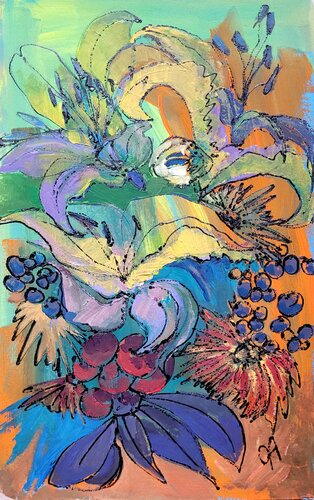 Ephemerides. Flower blowing van Olga Aleksandrova, Schilderij te koop op Singulart