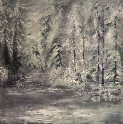 Snow Dancing in the Forest van Claudia Kusznirczuk, Schilderij te koop op Singulart